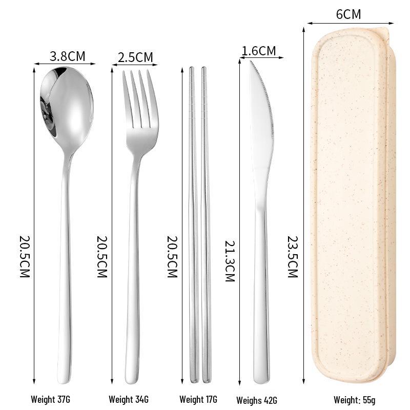 

Portable Stainless Steel Cutlery Set: Knife, Fork, Spoon, Chopsticks with Storage Box