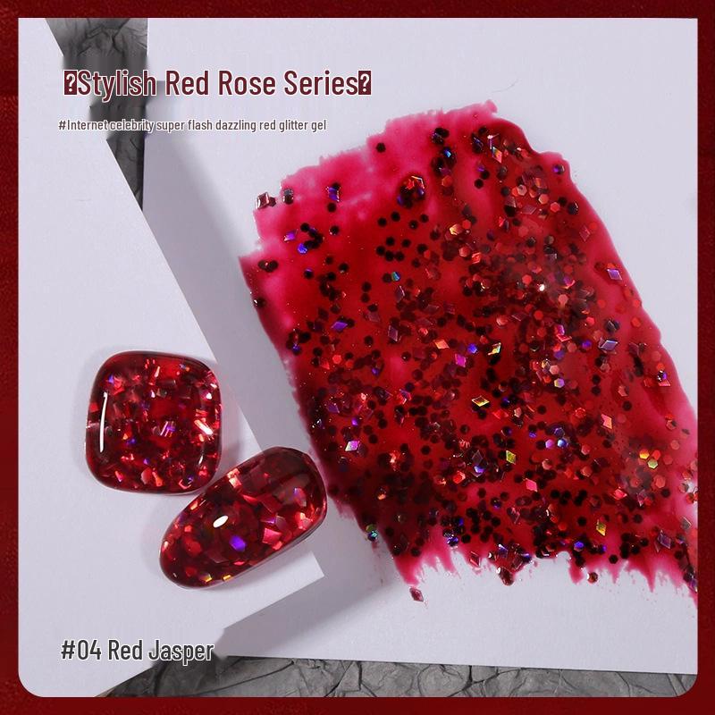 

Нейл-арт гель-лак с красной розой и глиттером: Супер Вспышка Сверкающий Отбеливающий Полироль