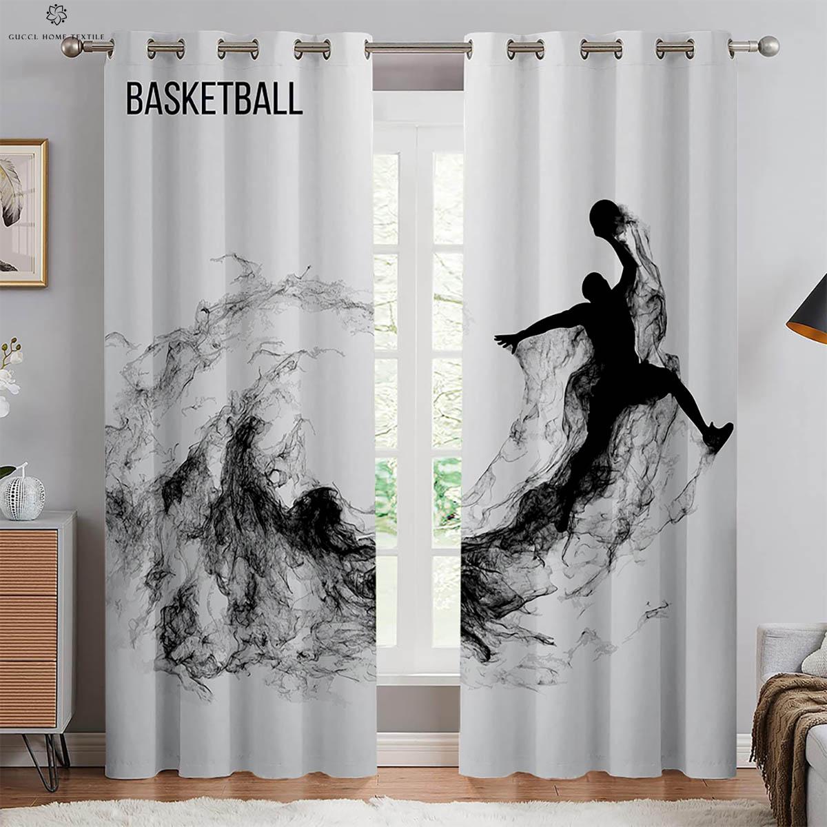 

2 шт. Пламя Баскетбол 3D Печатные Шторы Машинная стирка Спальня Гостиная Кухня Клуб Декоративные Шторы W50xH130(CM)x2PCS&Grommet Top