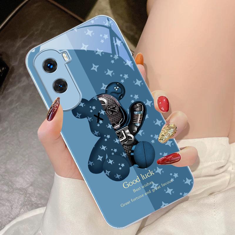 Brown Machine Bear For Honor 200 90 8X 9X Pro Lite P50 P40 Nova 10 11i P60 Magic4 6 Mate 20 50 Tempered Glass Phone Case