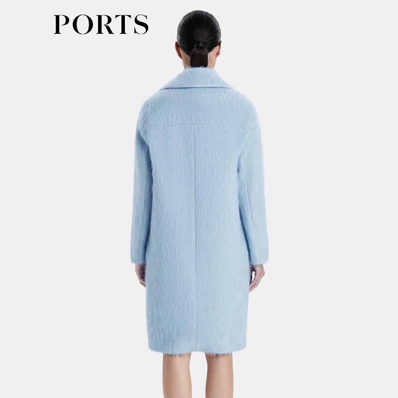 PORTS Women's Autumn/Winter Dreamy Blue Mohair Double-Breasted Coat