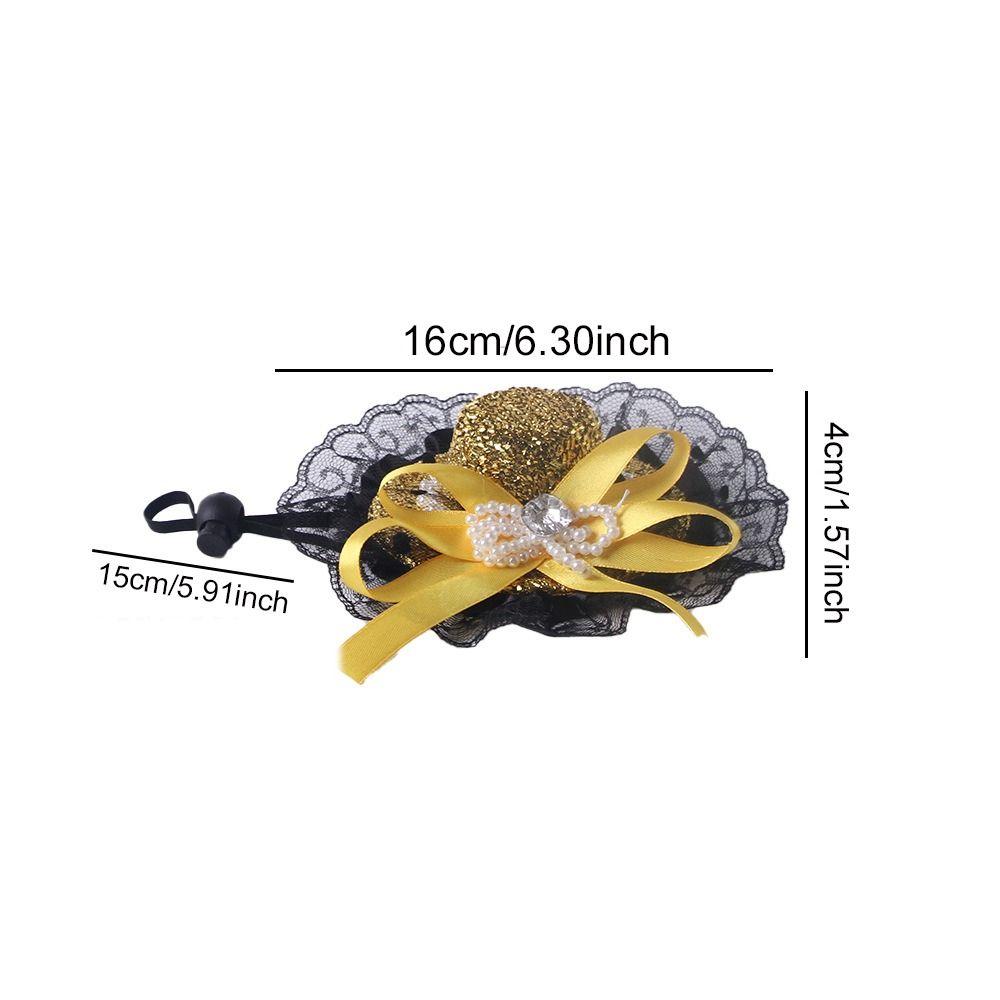 Sequin Pet Halloween Hat British Style Pet Decorative Hat Pet Accessories Cat Lace Hat  Pet Show