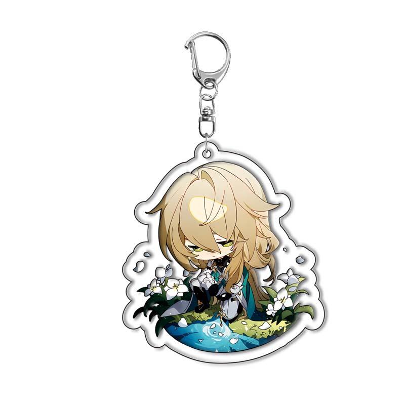 6CM Honkai Star Rail Anime Game Keychain Double-sided Cartoon Figure Lunae Blade Key Ring for Women Car Bag Phone Pendant Gifts