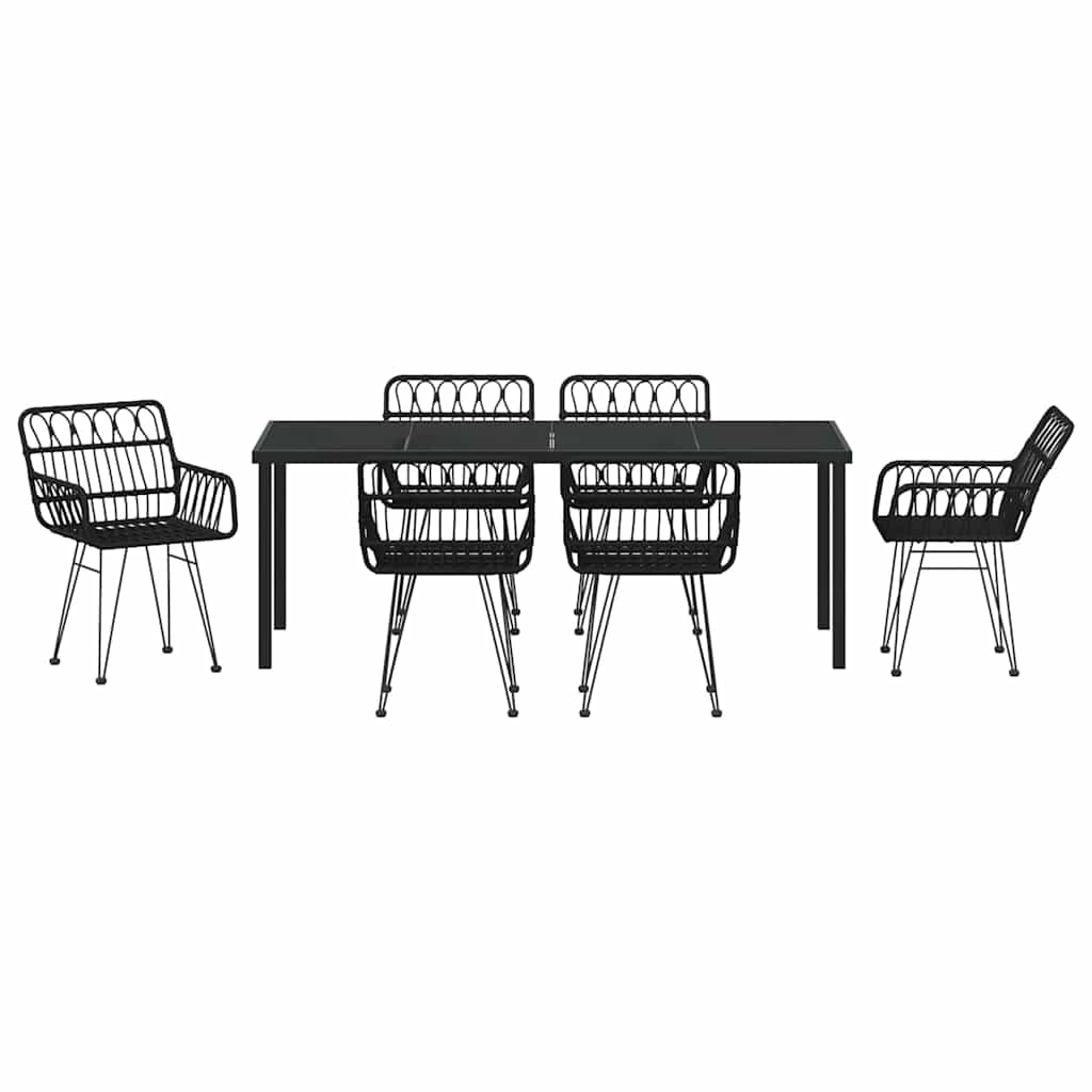 Outdoor Dining Set 7 pcs Black Powder Coated Steel