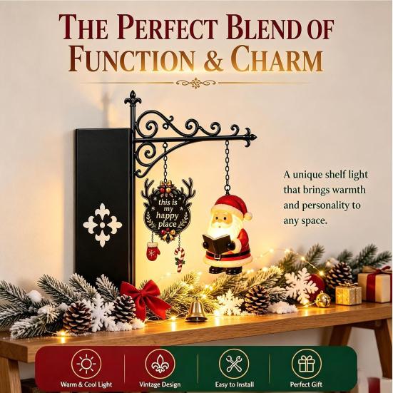 Battery Operated Reading Light Christmas Library Lantern, Mini Decorative Bookshelf Lamp, Vintage Metal LED Miniature Lamp for Bookshelves Night with