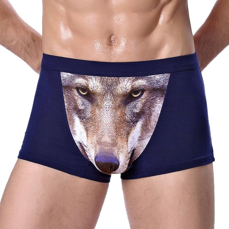 Men Underpants Modal Men's Wolf Eagle Panties Cartoon Animal Funny Hombre U Pouch Bulge Underwear Men Lingerie Gift