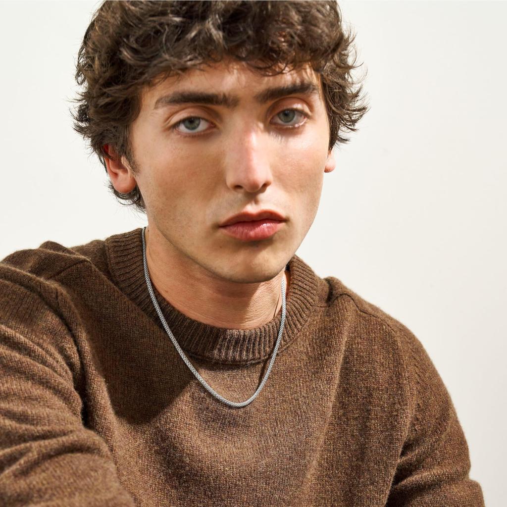 Skagen Men's TOV Mesh Silver-Tone Stainless Steel Chain Necklace, SKJM0234040