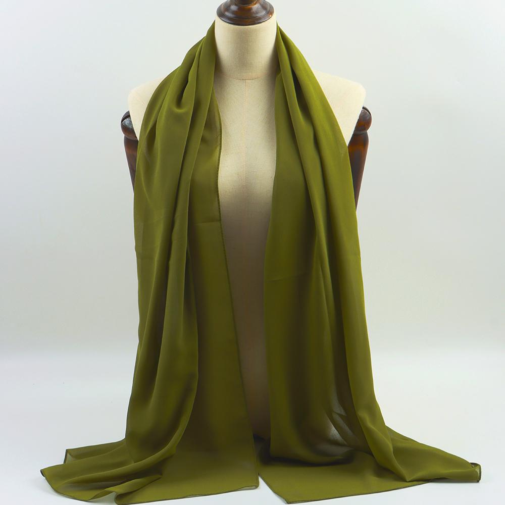 Fashion Pearl Chiffon Hijab Shawls Of Muslim Women Solid Color Head Wraps Scarf For Ladies