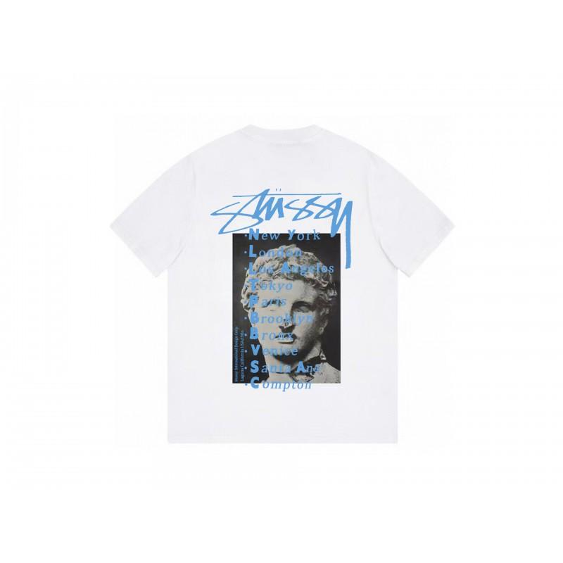 Stussy Short Sleeve T-Shirt Teens Loose Fit 270g Cotton Round Neck Casual Wear