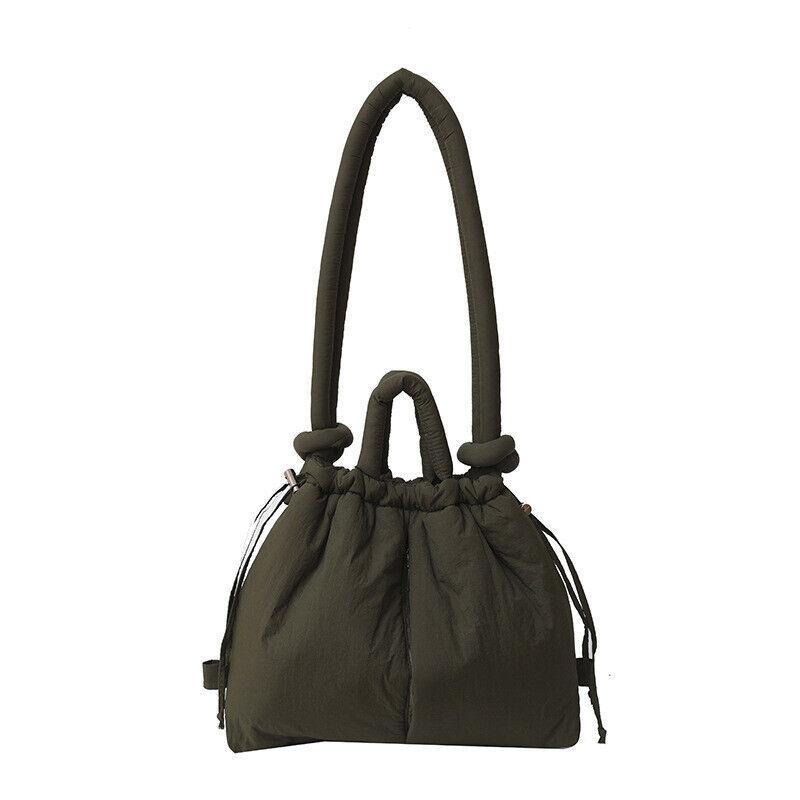 Lässige große Puffer-Tragetasche Designer-gepolsterte Nylon-Handtaschen für Damen mit geknotetem Riemen Schulter-Crossbody-Taschen Warm
