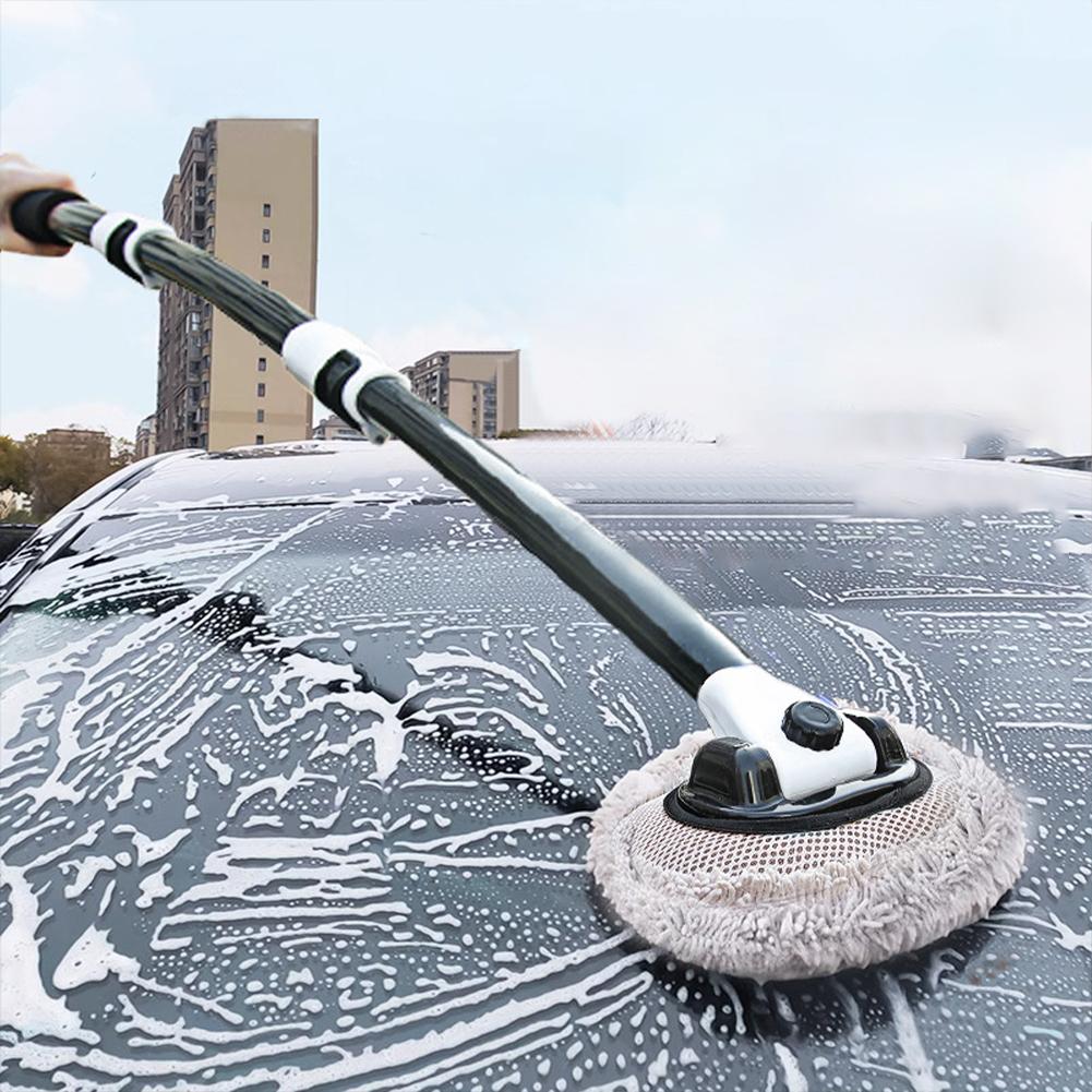 15 ° gebogene Autowaschbürste mit teleskopischem Griff aus Aluminiumlegierung, weicher Chenille-Mikrofaser, kratzfreier Reinigungsmopp für Wohnmobile und Boote