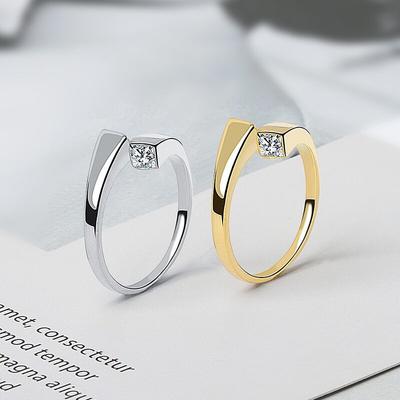 Trendy Square Zircon Ring For Women Temperament Fashion Simple Hand Jewelry Party Gift