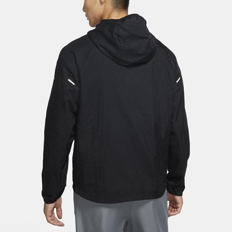 Nike Small Logo Solid Color Hooded Sports Jacket Men Outerwear Black CU5358-010