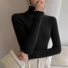 Women's Slim-Fit High-Neck Seamless Wool Base Layer Shirt, Autumn/Winter, Ruched Neck, Knitted Sweater.