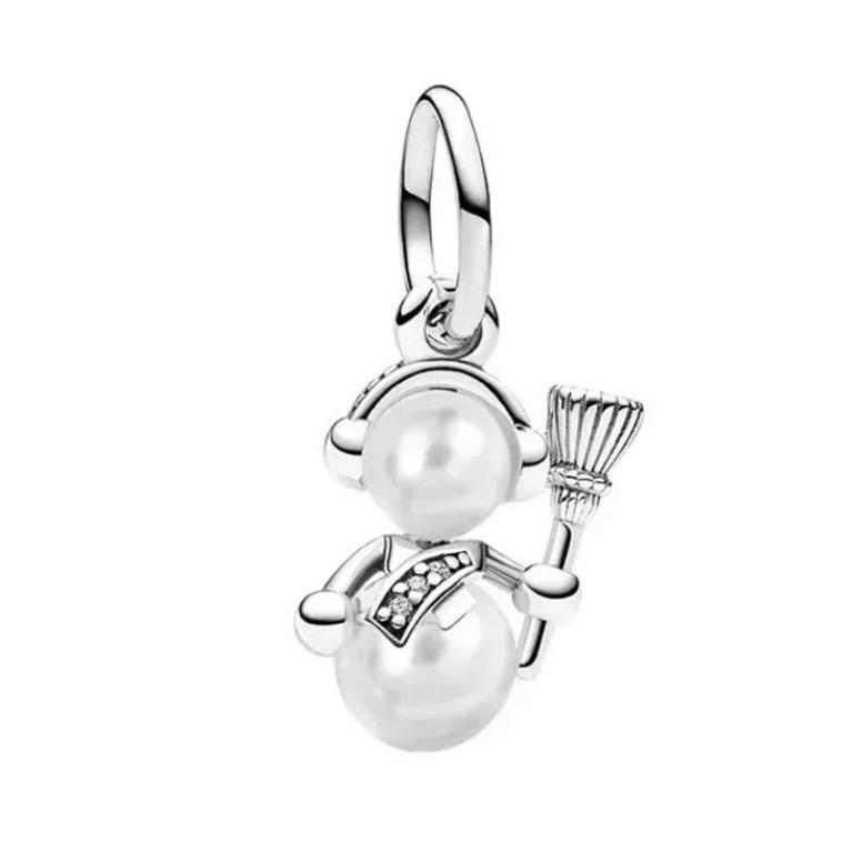 Christmas 925 Silver Charms Santa Claus Reindeer Earrings Beads fit Necklace Bracelets DIY Fine Jewelry Party Gift