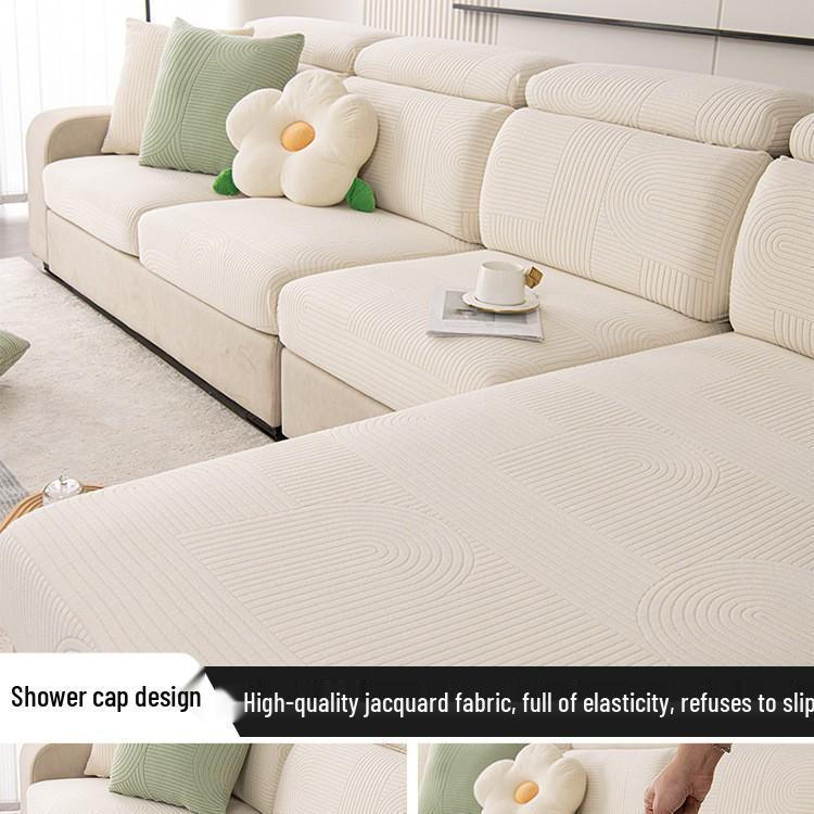 

Роскошный бархатный стрейч-чехол для дивана: Премиальный жаккардовый чехол с полным обхватом для трехместного дивана с шезлонгом Cushion Cover 45x45cm (No Filling)