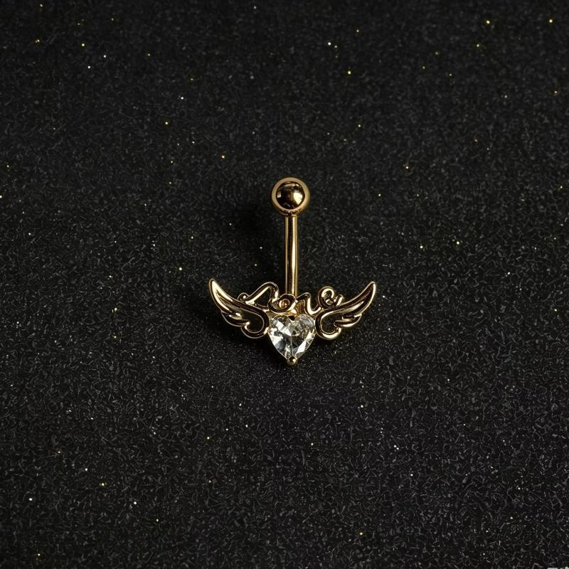 Minimalist Angel Wings Navel Piercing Ring Sexy Hypoallergenic Stainless Steel Belly Button Body Jewelry for Women