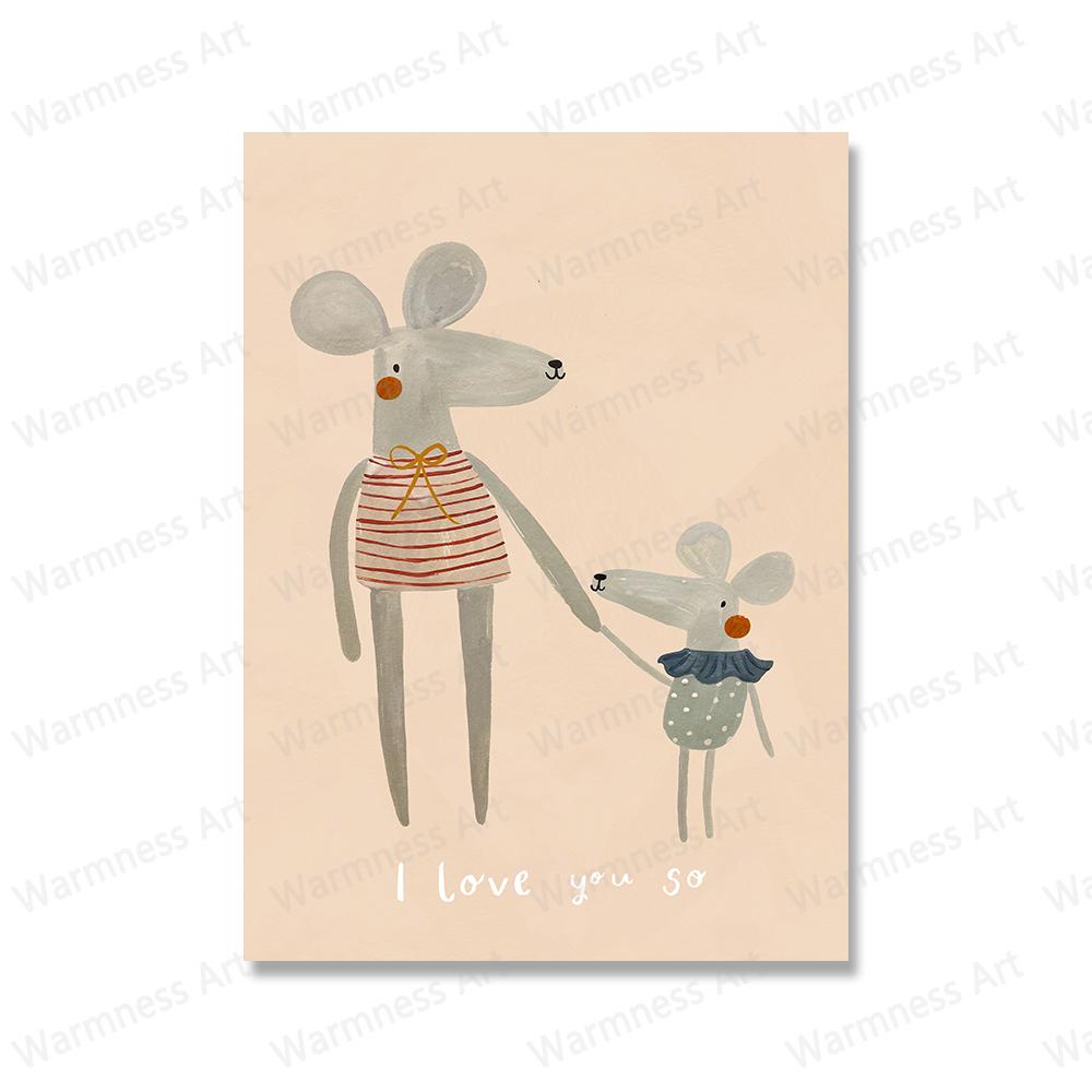 Cute Rabbit Bird Geese Leopard Mouse Nursery Wall Art Canvas Painting Nordic Poster And Print Wall Pictures Baby Kids Room Decor