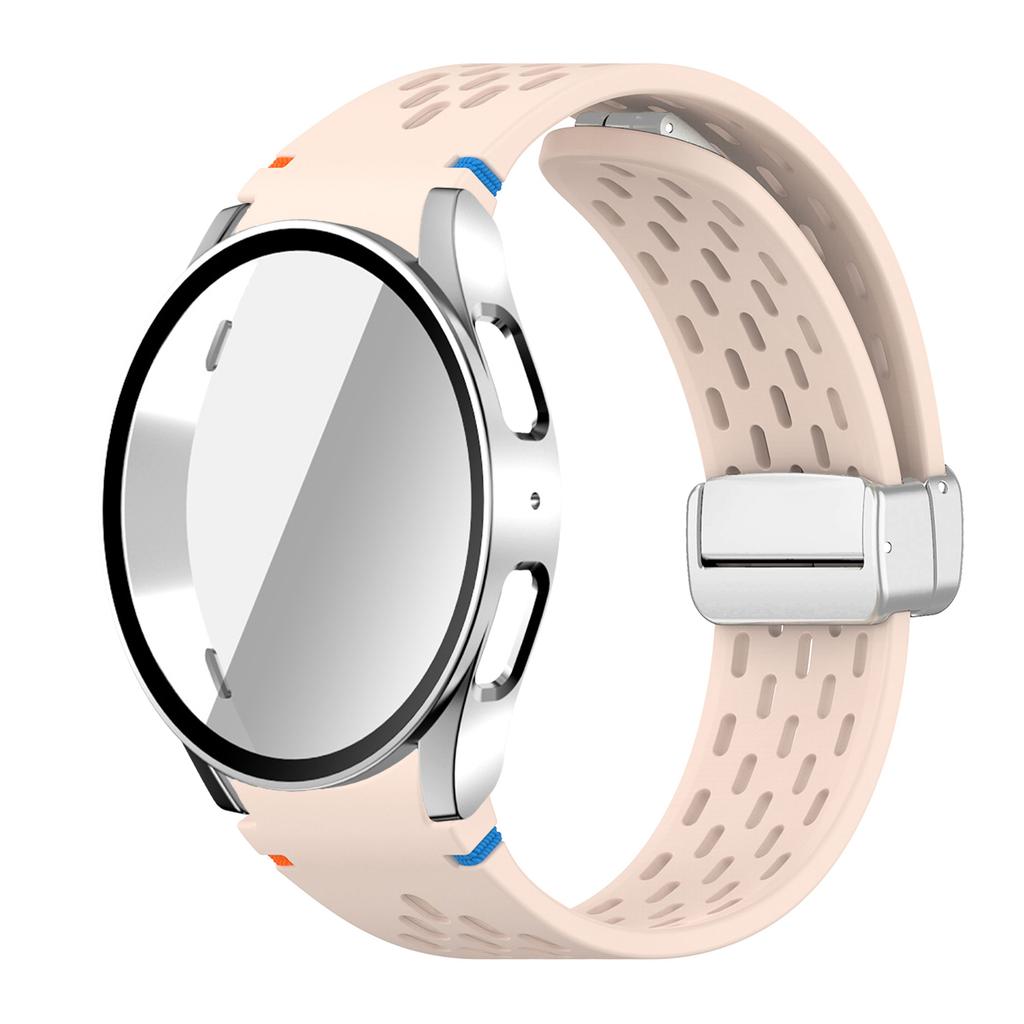 Case+Strap for Samsung Galaxy Watch 7 6 5 4 40/44mm Silicone Magnetic Band Tempered Glass Screen Film PC Protector Cover Bumper