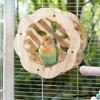 Wooden Bird Perch Toy Interactive Spinning Wheel Parakeet Perch Rotating Wheel Bird Cage Toy for Cockatiels Conures Enrichment And Exercise