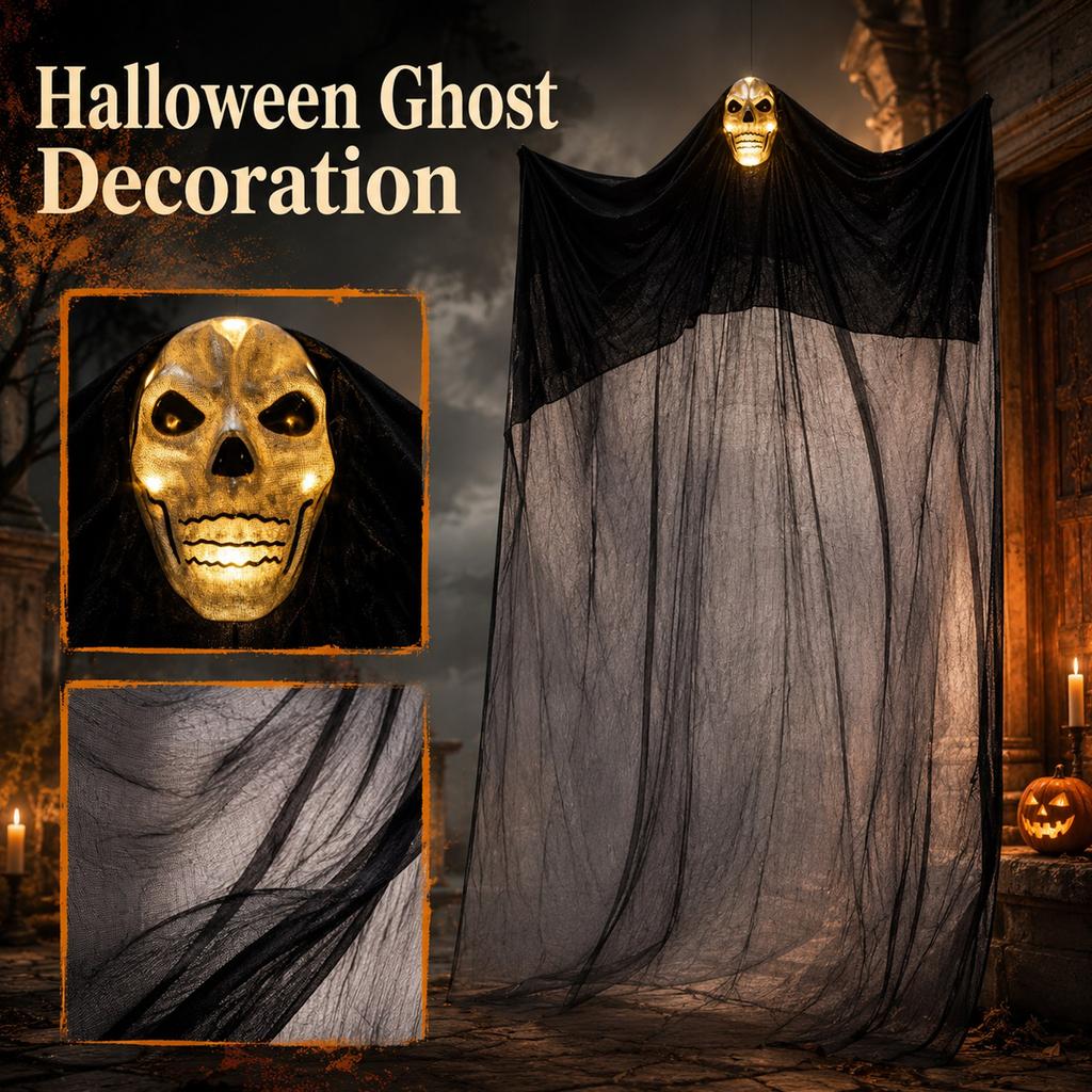 Halloween Hanging Ghost Decoration with Light and Sound Effects Outdoor Indoor Spooky Hanging Ghost for Yard Porch Party Decoration
