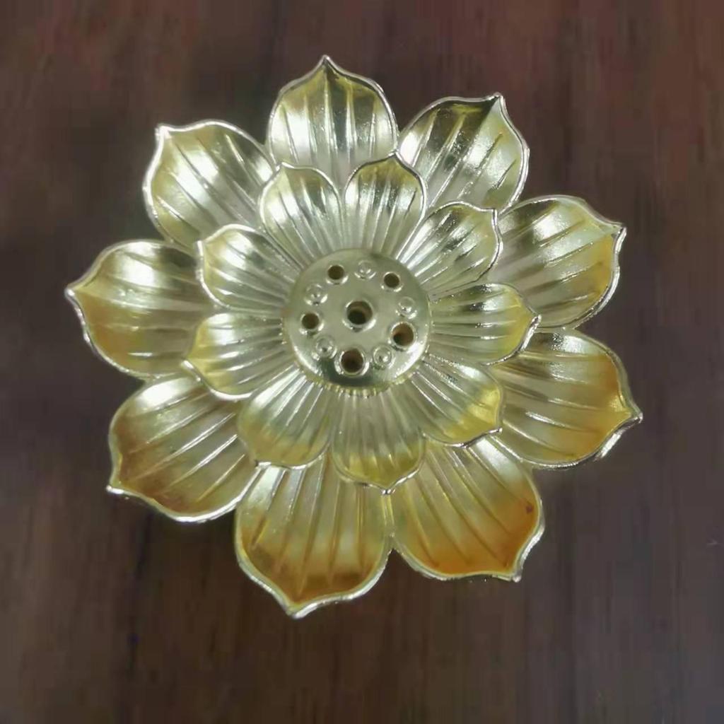 Lotus Alloy Multi-Hole Incense Holder and Burner for Aromatherapy