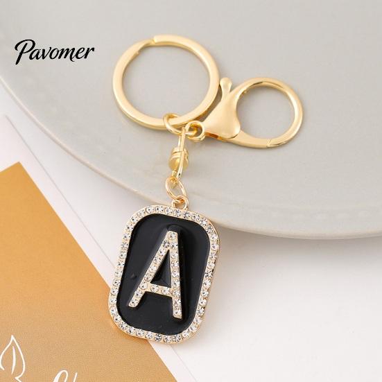 26 Alphabet Charm A-Z Rhinestone Letter Keychain, Zinc Alloy Capital Keyring, Plated for Handbags and Backpacks Decorative Key Accessory