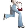 Women's High-Waist Light Blue Micro-Flare Jeans, 2026 Spring Collection, Stretchy Floor-Length Design