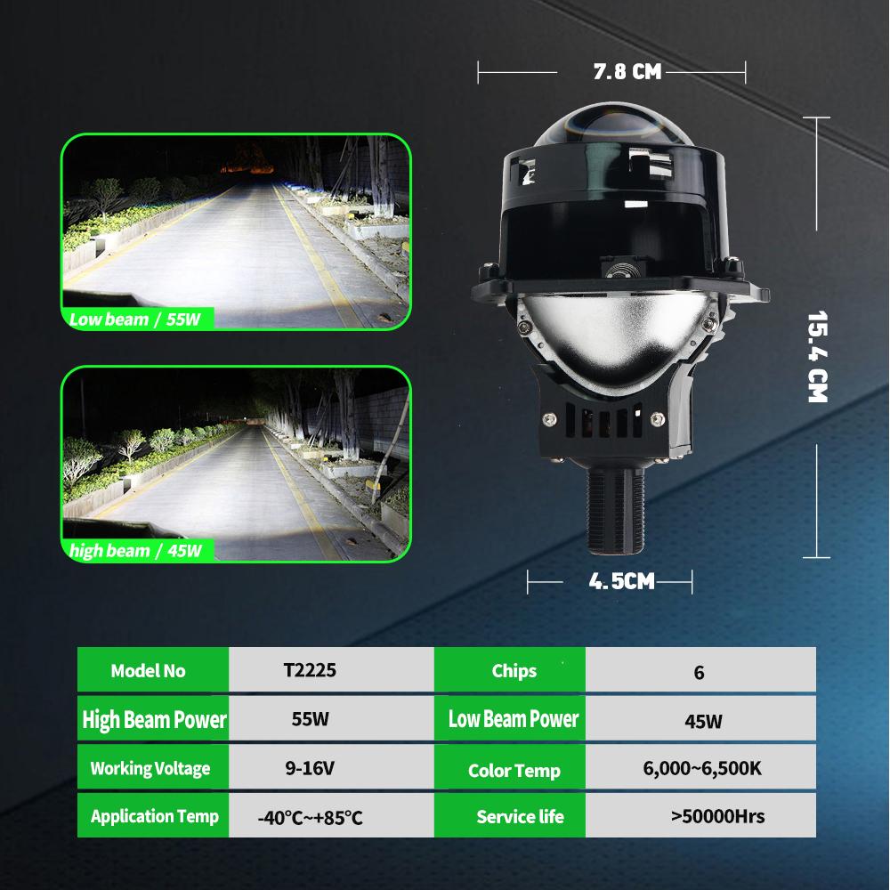 2 st 3,0 tums Bi LED-projektorlins Haloljus H4 H7 9005 HB3 9006 HB4 Bilstrålkastare Hella 3R Änglaögon Hög-Lågstråle LED Autolampssatser