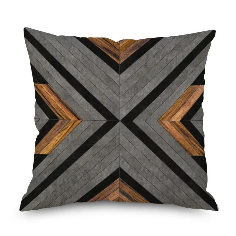 Home Decor Nordic Christmas Brown Geometric Ornament Pillowcase Sofa Chair Printed Car Cushion Cover funda de almohada