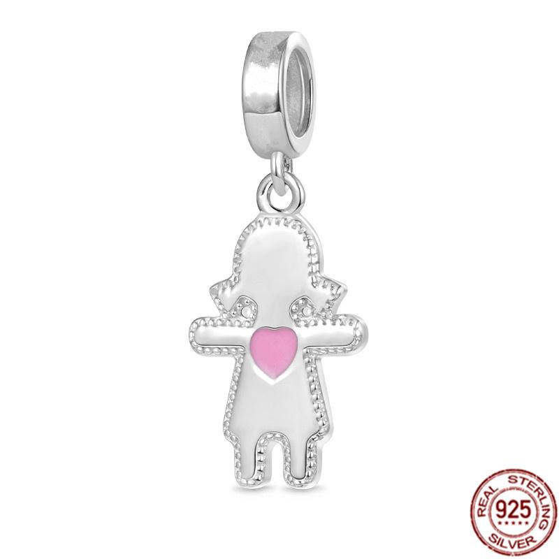 Het försäljning S925 Sterlingsilver Pojke- Flicka-Tonåring & Prinsesskrona Prins Hängberlock Smycken Pärlor Passar Original Armband