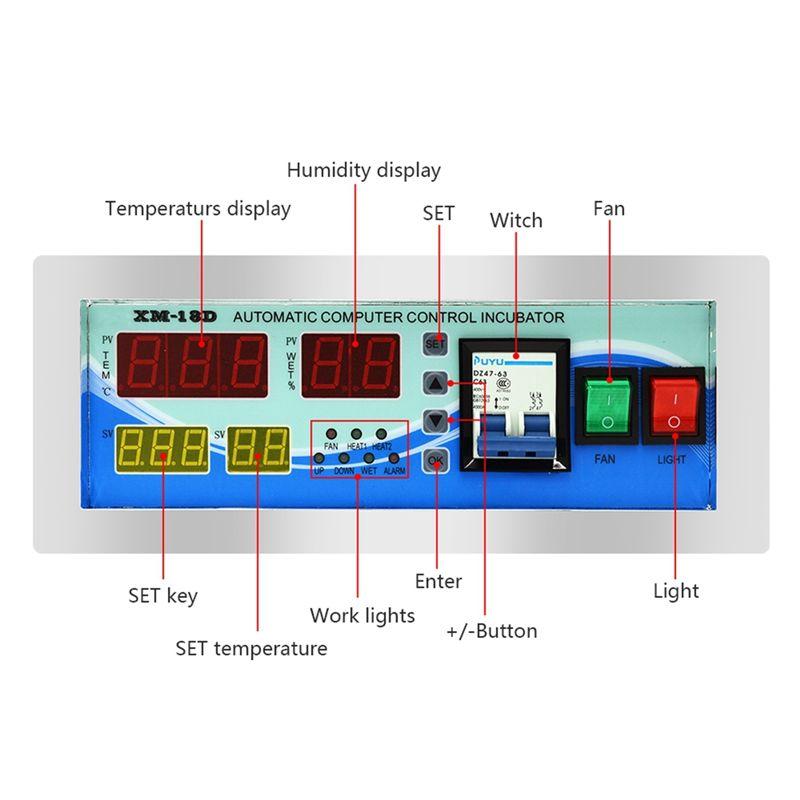 M-Modern-XM-18D Automatický ovladač líhně Regulátor teploty a vlhkosti pro líhně Snadné použití 220V EU Pl