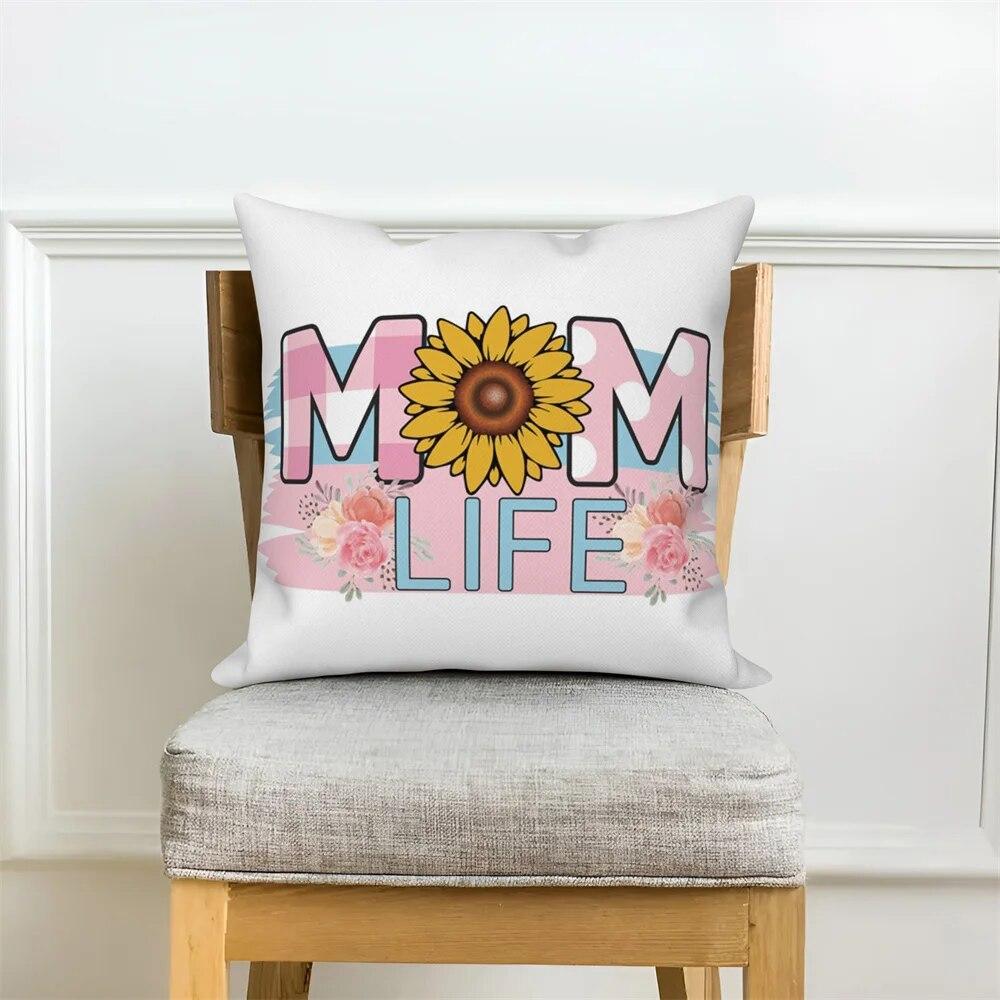 Flower Alphabet Pillowcase Cushion Cover Mother's Day  Car Sofa Home Decor Mom Gift