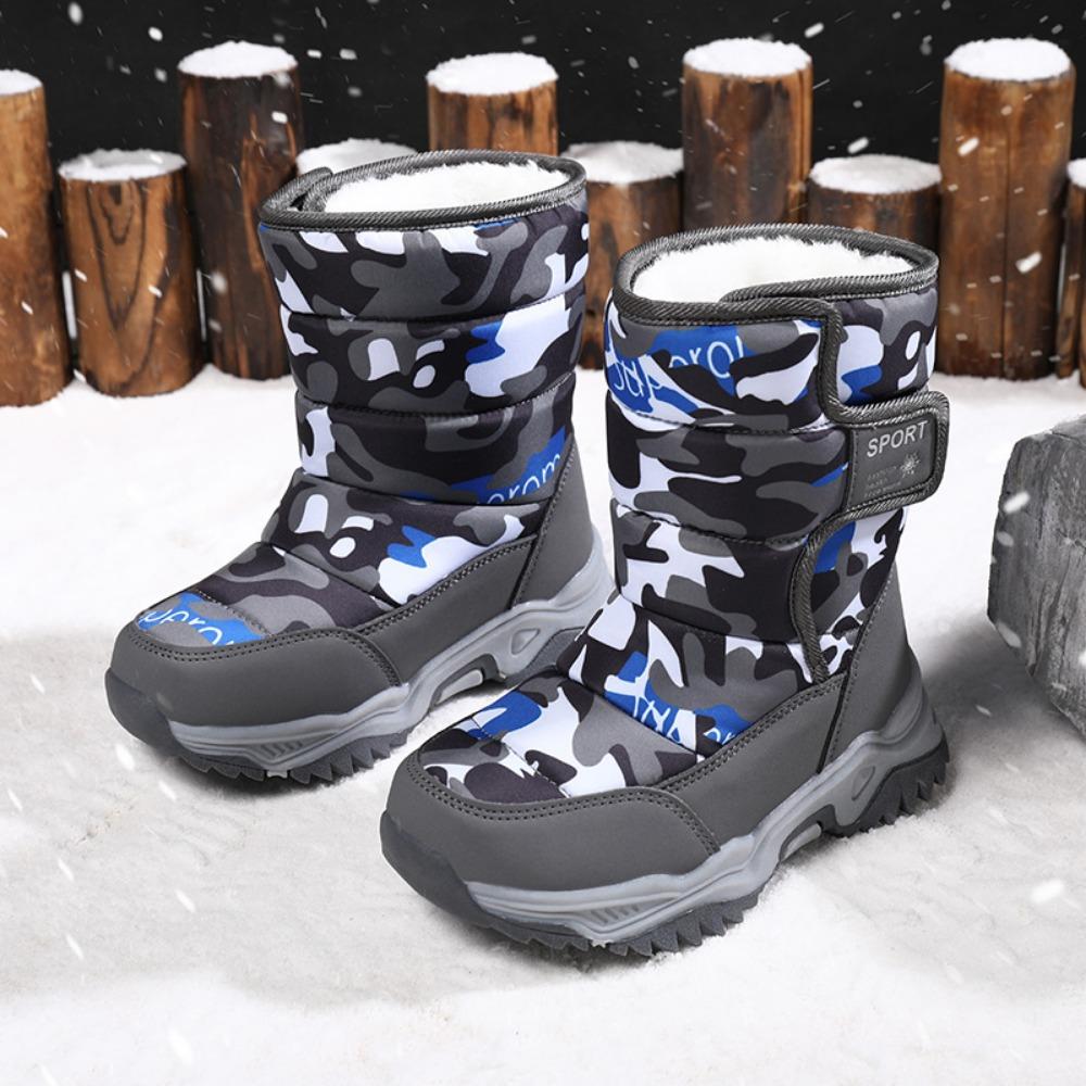 Winter Children Shoes Plush Waterproof Fabric Non-Slip Girl Shoes Rubber Sole Snow Boots Fashion Warm Outdoor Boots