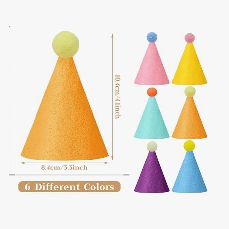 6pcs Pet Party Hat Colorful Mini Party Hats for Stuffed Animals Pet- Assorted Birthday Hats for Doll Dogs Cats Rabbits Puppies