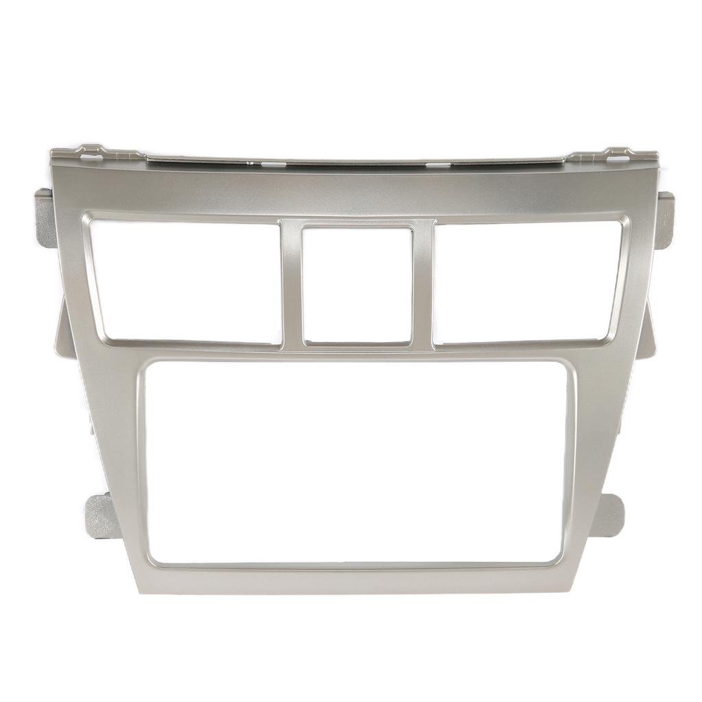 2Din Radio Stereo Fascia Frame Dash CD Panel Trim Decor Silver Replacement for Vios Belta Yaris