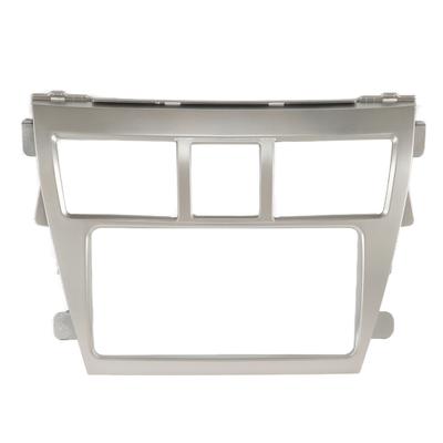 2Din Radio Stereo Fascia Frame Dash CD Panel Trim Decor Silver Replacement for Vios Belta Yaris
