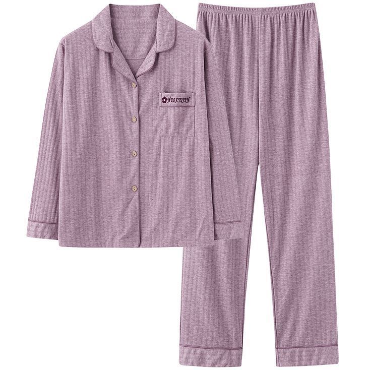 Double-sided 100% Cotton Pajamas Women's Spring and Autumn Long-sleeved Plus Size Cardigan Young and Middle-aged Ladies Cotton Suit Home Service