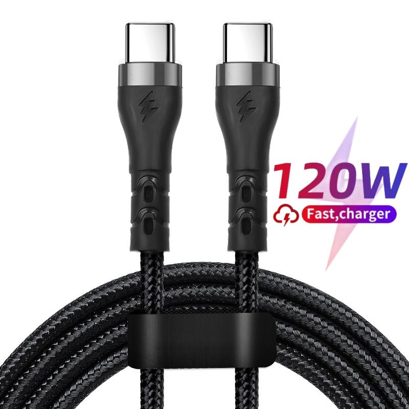 

Кабель сверхбыстрой зарядки PD 120 Вт для Samsung S24 S23, кабель USB C — USB Type C для iPhone 15 Pro Max, шнур для быстрой зарядки Xiaomi 0.25m чёрный