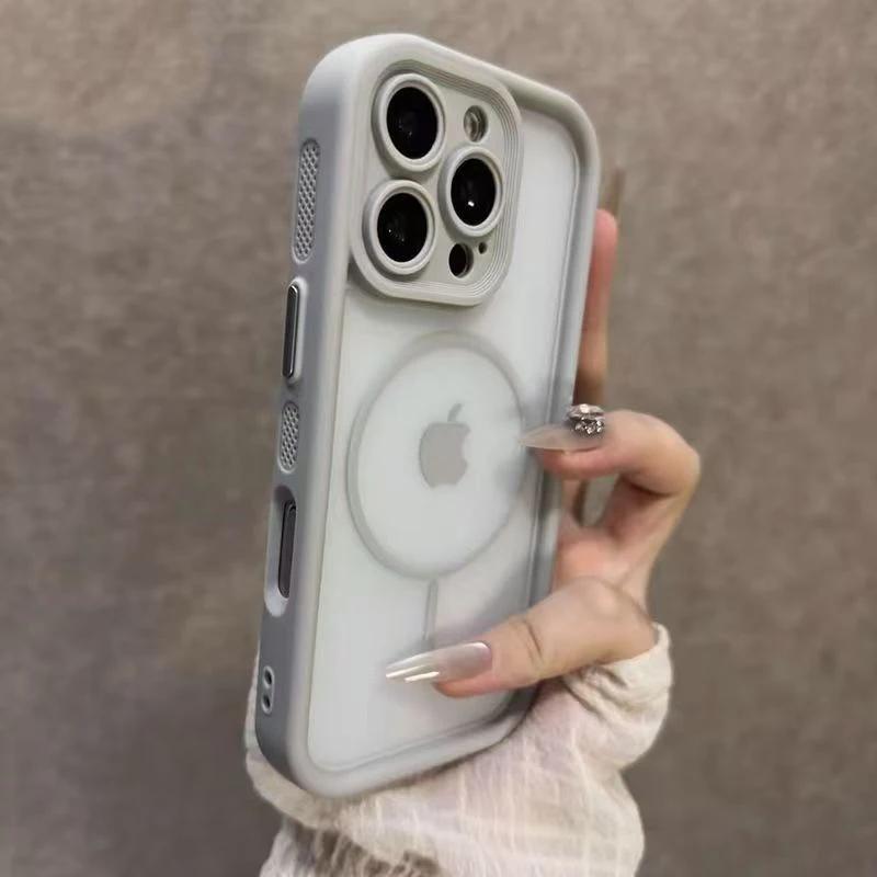 

Розкішний Матовий Прозорий Чохол Для Телефона З MagSafe Для iPhone 17 Air 16 15 14 13 12 Pro Max Plus Магнітний Ударостійкий Бампер iPhone 11 сірий колір