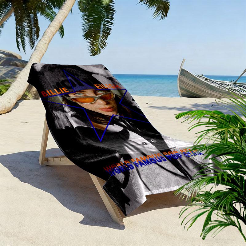 Billie Eilish poster Beach Towel, Large Soft Quick Dry Towel for Beach Camping Swimming