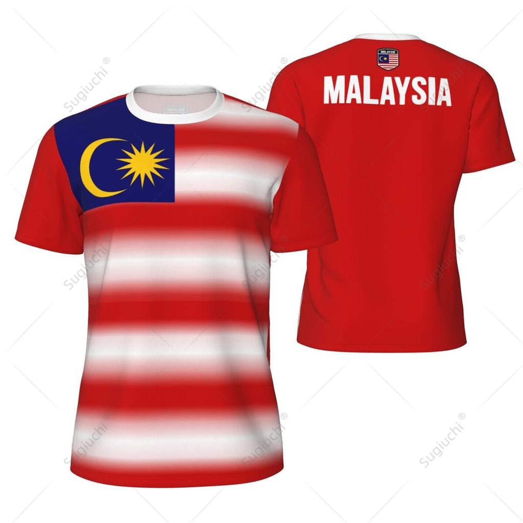 Sports Mesh T-shirt Malaysia Flag For Running Bike Soccer Tennis Football Fitness Tees 3D Printed Custom