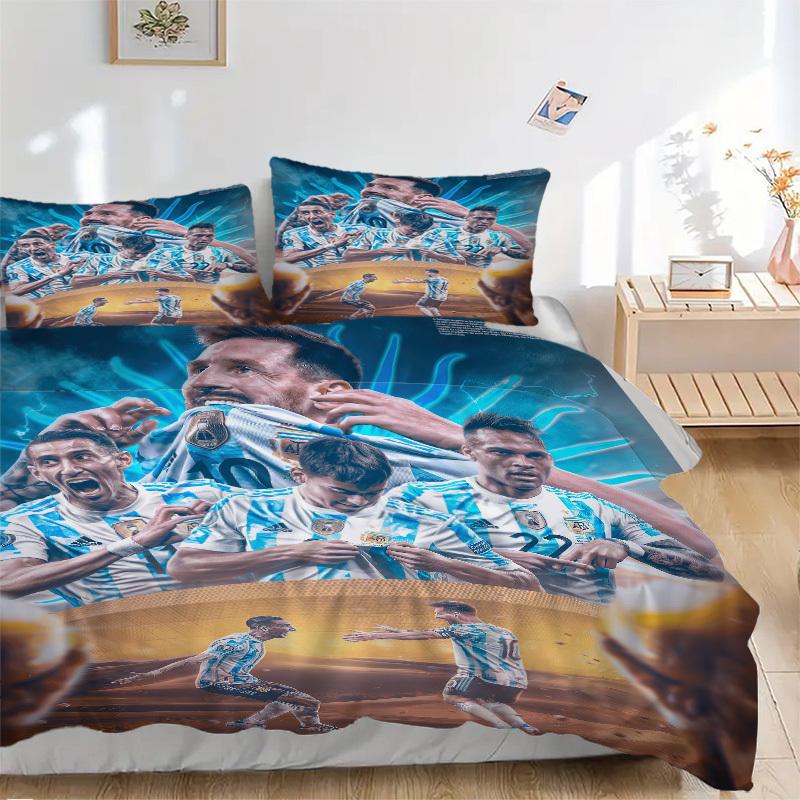 

Argentina Football Celebration Bedding Set Comforter Cover Gift for Bedroom,Includes 1 Cover and 2 Pillowcases, No InsertB457 135x200cm