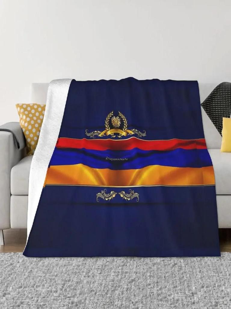 Golden Armenia Blanket Armenian Flag Flannel Soft Breathable Throw Blanket for Home All Season Use