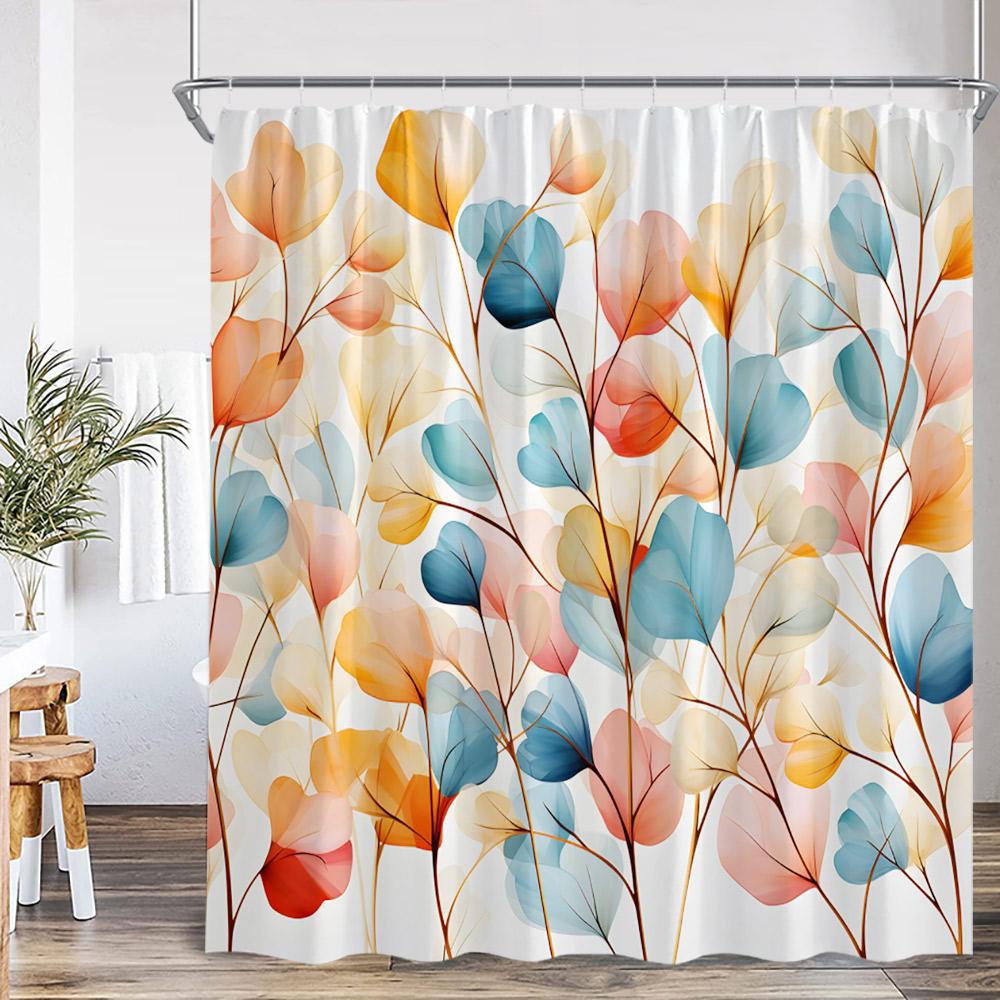 Butterfly Floral Shower Curtain Boho Flower Poppy Purple Blossom 3D Flowers Elegant Modern Bathroom Decor Polyester Bath Curtain