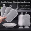4pcs Kitchen Scrubber Set/2 Non-Scratch Double-Sided Sponges+2 Hooks/Heavy-Duty Cleaning Pads for Cookware