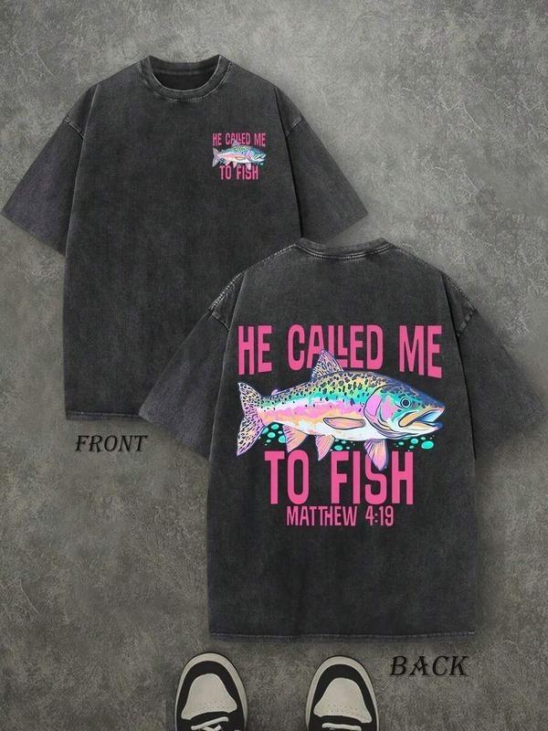 Retro Washed T-Shirt Double Sided Printed (230 Pure Cotton T-Shirt) HE CALLED M Unisex T-Shirt M