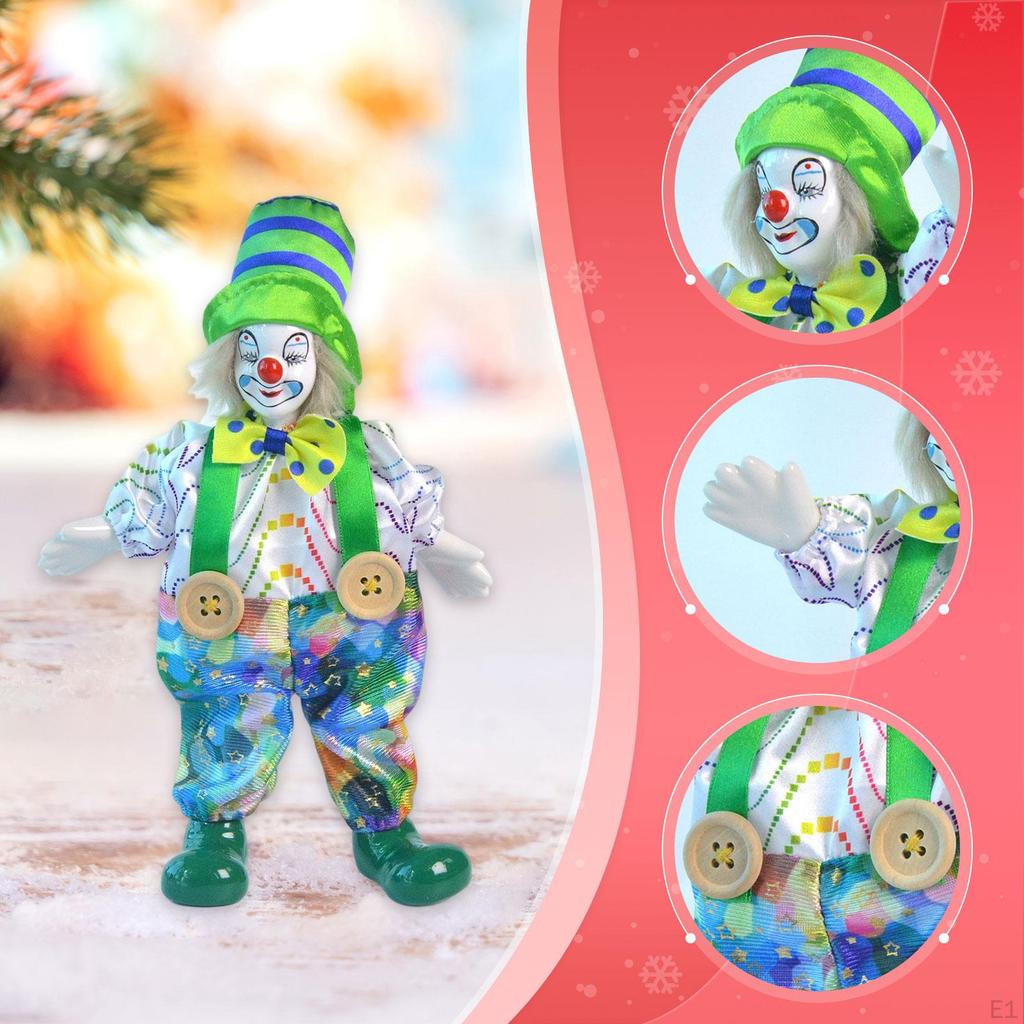 Ceramic Clown Doll Harlequin 25cm Lovely Smiling Home Decoration Figure Kids Toys for