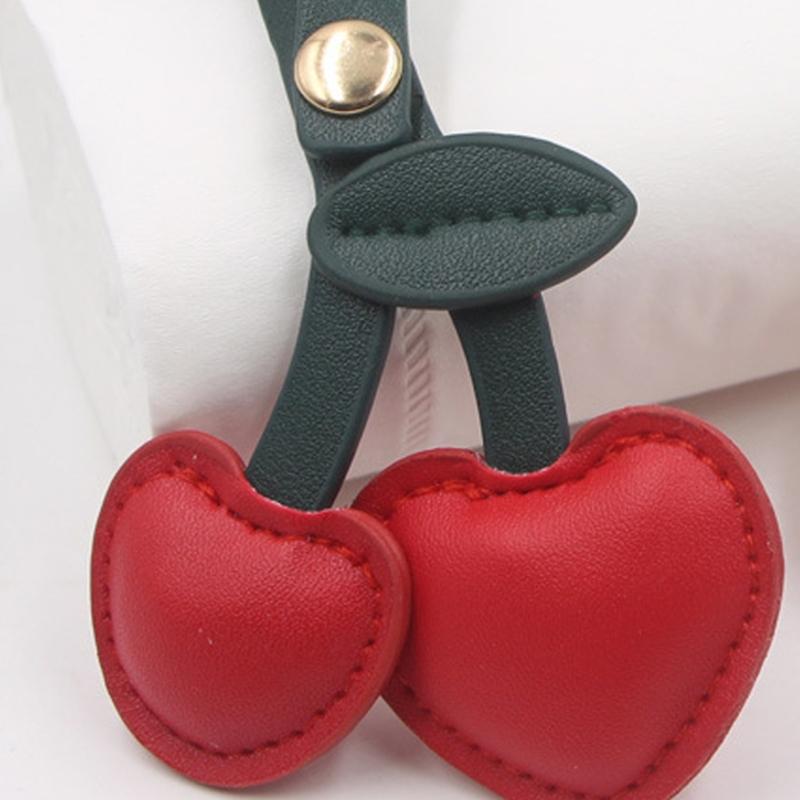Stylish Cherrys Designs PU Leather Keychain For Women Portable Bag Charm Accessory