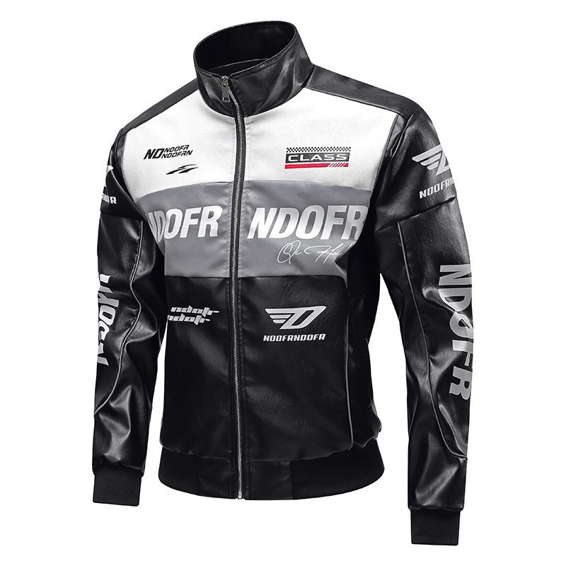 Spring and Autumn American Heavy Casual Sports Leather Jacket Men's Stand Collar Multi-pocket PU Leather Work Coat